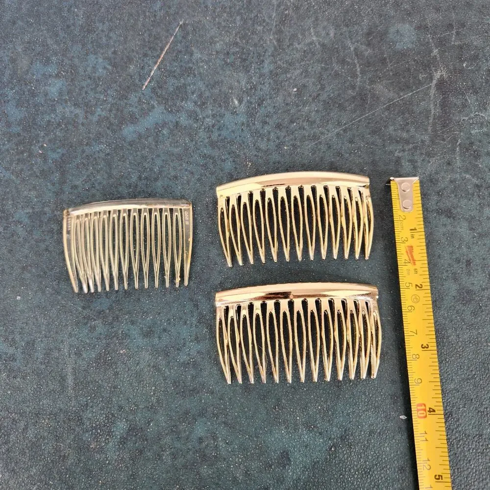 VTG Clear and Gold Hair Comb Accessories USA France Made